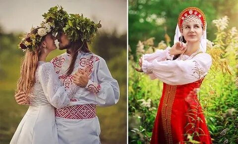 Русский костюм девушки и парня