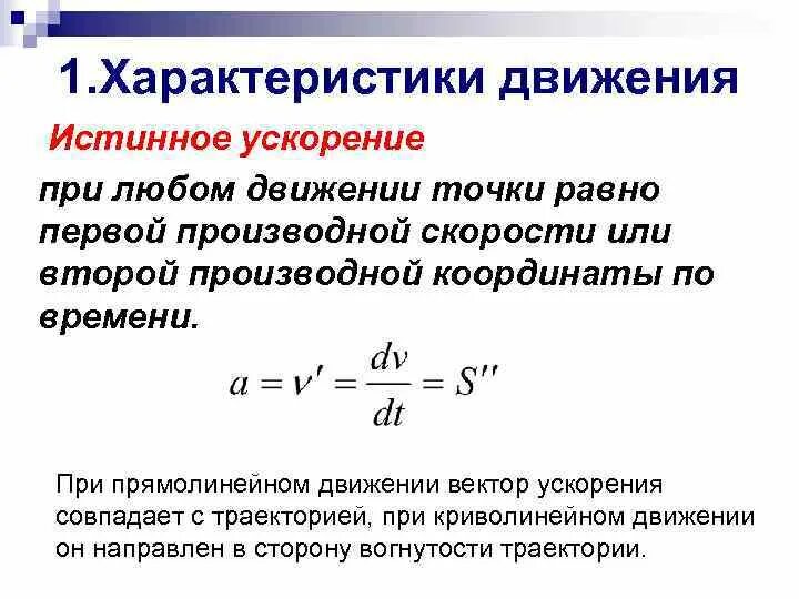 Теоретическое значение ускорения