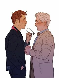 Aziraphale and Crowley Good Omens by @legomelons #goodomens #art Terry Prat...