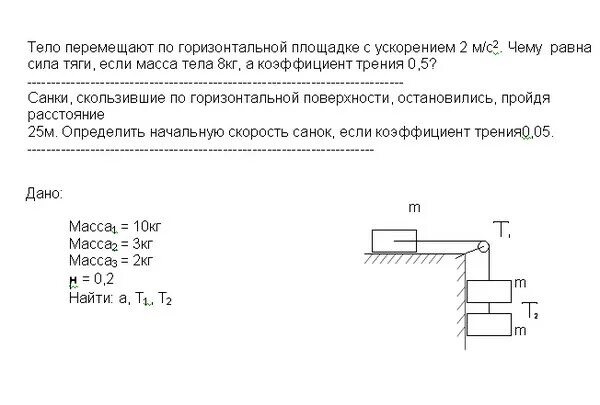 Тело под действием горизонтальной силы 5 ньютонов