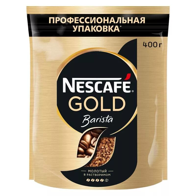 Купить кофе растворимый нескафе голд. Nescafe Gold Barista 400. Nescafe Barista 400гр. Кофе растворимый Нескафе Голд бариста 400 гр. Нескафе Голд пакет 400гр.