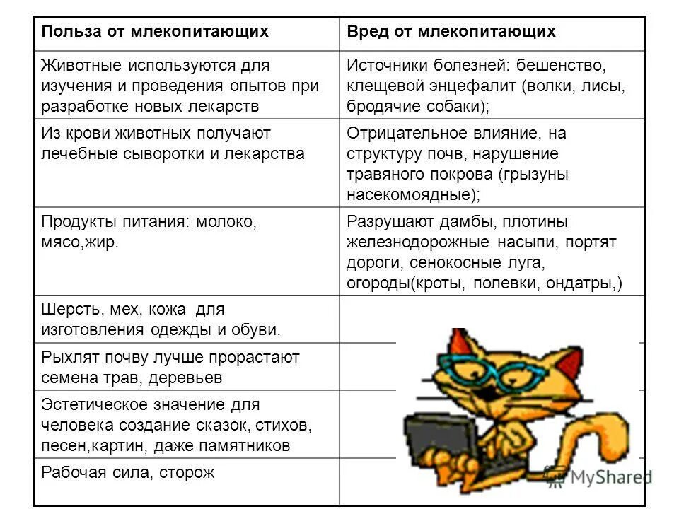 Значение млекопитающих в жизни человека таблица. Полезные и вредные животные для человека. Польза и вред от животных. Польза и вред животных в природе и жизни человека. Польза животных.