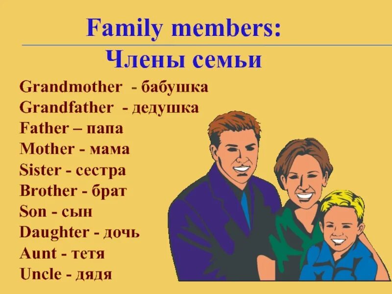 Мама, папа поанглиймки. Бабушка и дедушка по английскому. Семья по английскому.