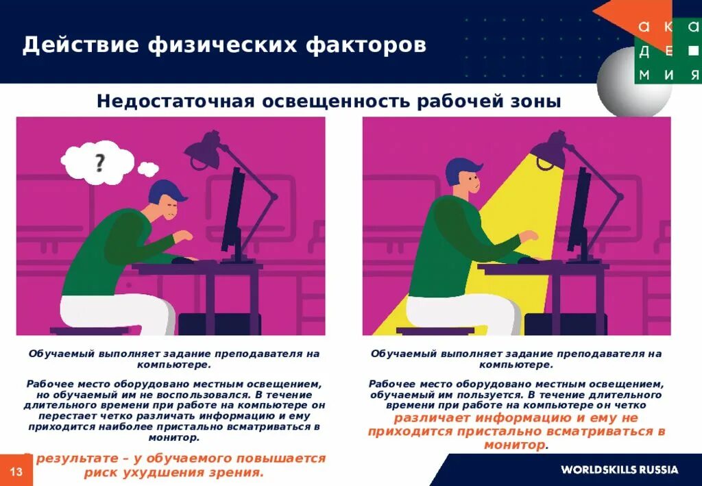 Работа при недостаточном освещении