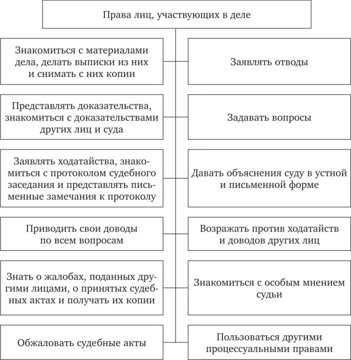 Обязанности лиц участвующих в деле. Лица участвующие в деле схема.