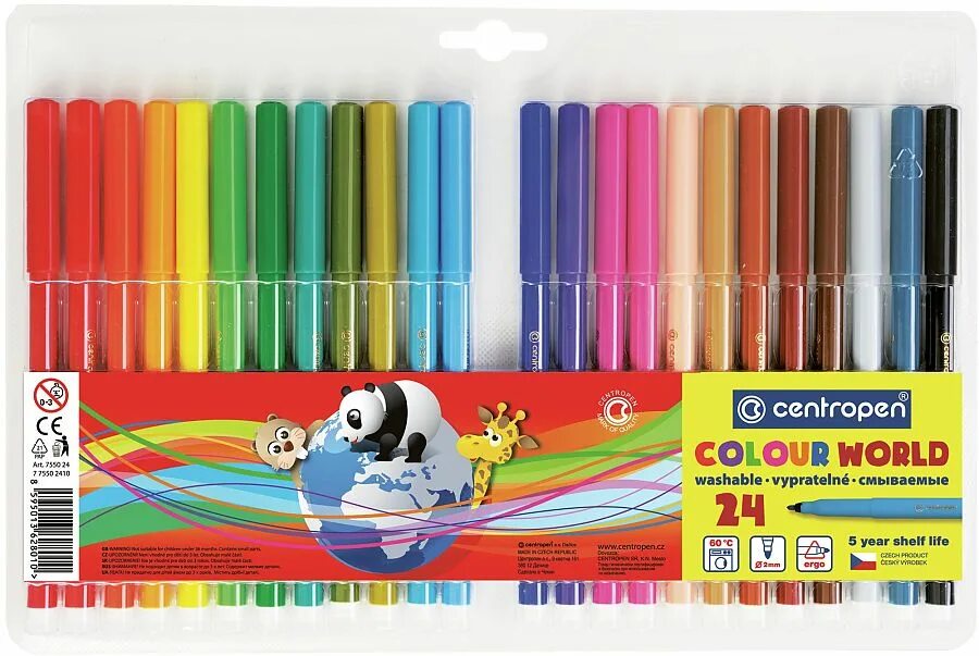 Фломастеры 24 шт. Фломастеры centropen &quot;colour world&quot;, 24цв., трехгранные, смываемые, блистер. фломастеры центропен 24 цвета. centropen набор фломастеров colour world, 24 шт. (7550/24 tp). centropen 7550 colour world.