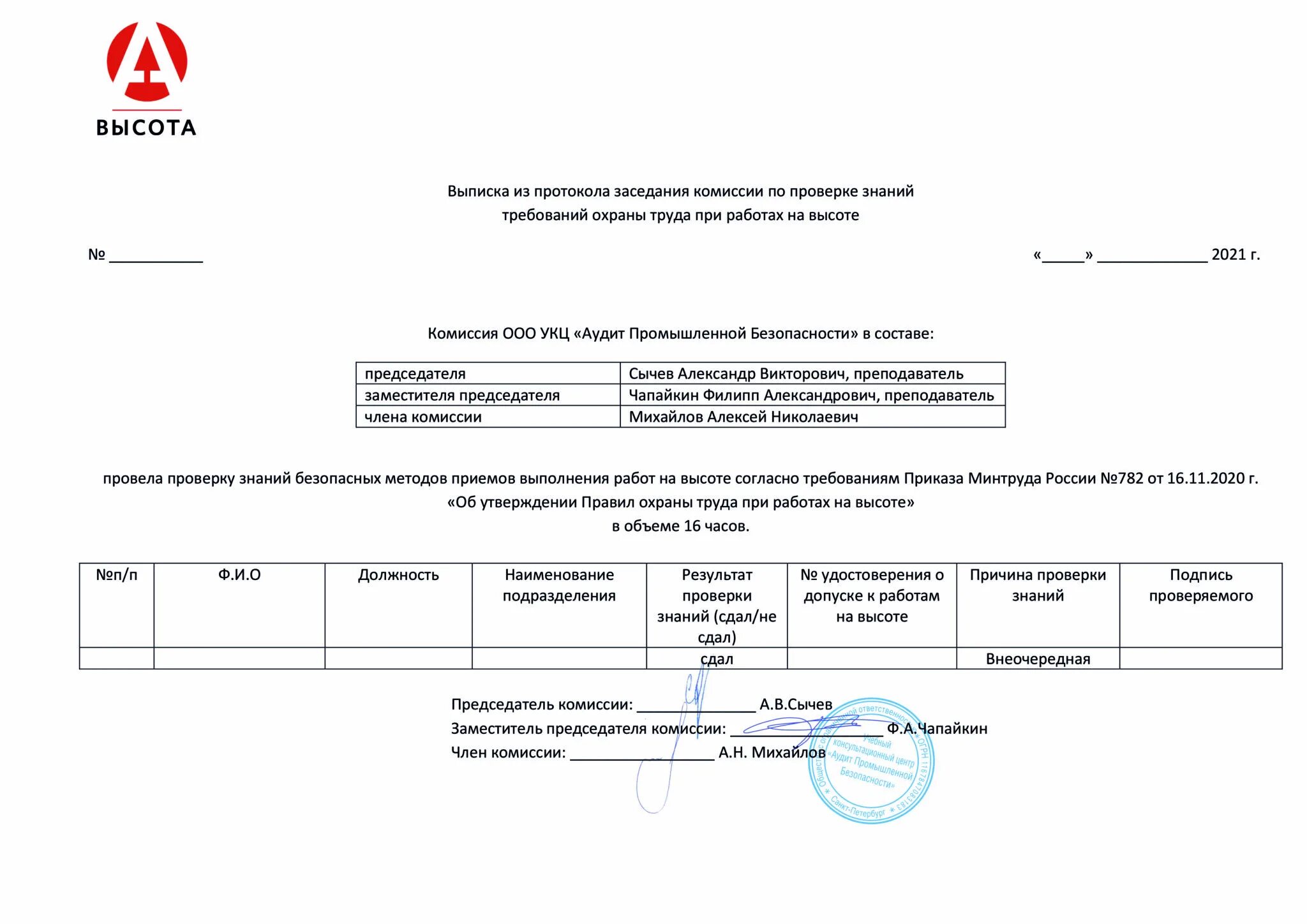 Протокол внеочередной проверки знаний по охране. Протокол проверки знаний при допуске к работам. Протокол работы на высоте. Протокол проверки знаний работ на высоте. Проверка знаний работы на высоте 3 группа