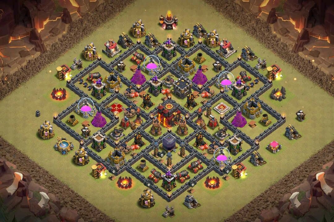 Лучшие базы clash of clans. База в клэш оф кланс 10 ратуша. Базы для 10 ТХ В Clash of Clans. Ратуша 10 расстановка. Планировка клэш оф кланс 10 ТХ.