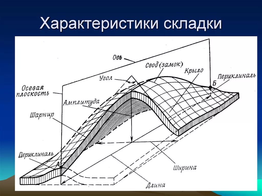 Схема складки Геология. Синклиналь. Элементы складки. Основные параметры складки. Элементы строения складок.