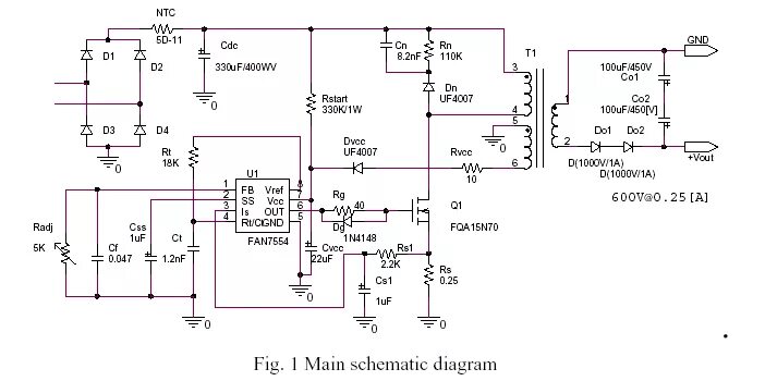 Main scheme. Flyback DC-DC Converter. Блок питания llyback схема. Switching circuit fan3224t. Схемы на fan7554.