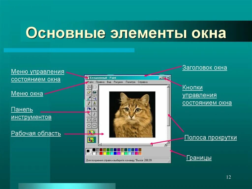 Графических элементов управления характерно для. Окна графического интерфейса. Основные элементы интерфейса. Элементы графического интерфейса окна. Кнопки управления состоянием окна.