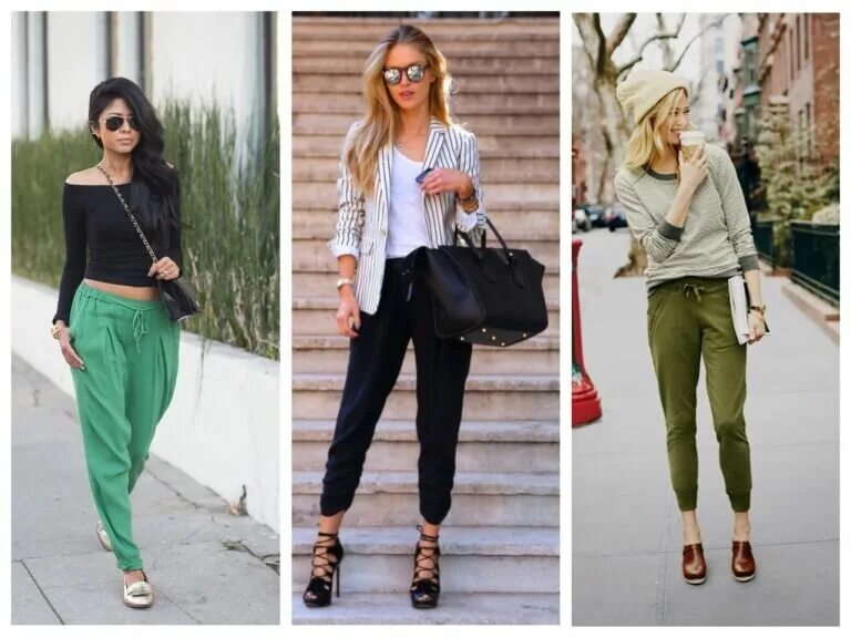 Что можно одеть в 2. Стильные женские образы с зелеными джоггерами. Образ с зелеными джоггерами женский. Кожаные джоггеры образ. Образы с кожаными джоггерами.