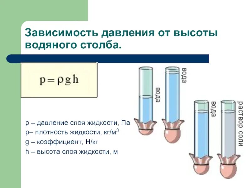 Плотный меньший. Давление столба воды высотой 1м. Зависимость давления от высоты столба. Зависимость давления жидкости от высоты. Зависимость давления от высоты столба жидкости.