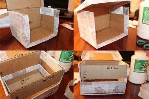 Коробка с выдвижным ящиком. Шкатулка для украшений из картонной коробки. Коробки для хранения из картона. Ящик для хранения из картонной коробки. Ящики для хранения вещей из картонных коробок.