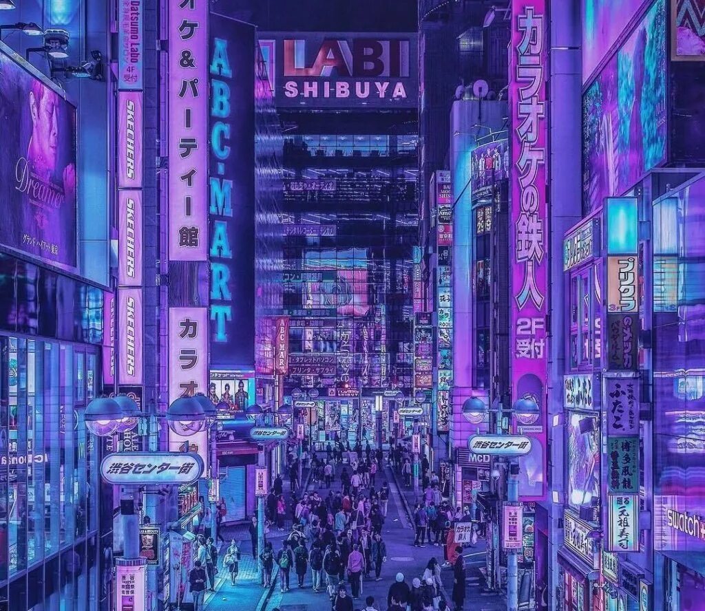 Токийский фиолетовый. Неоновый город. Япония неон. Неоновый город Япония. Японский город в фиолетовом стиле.