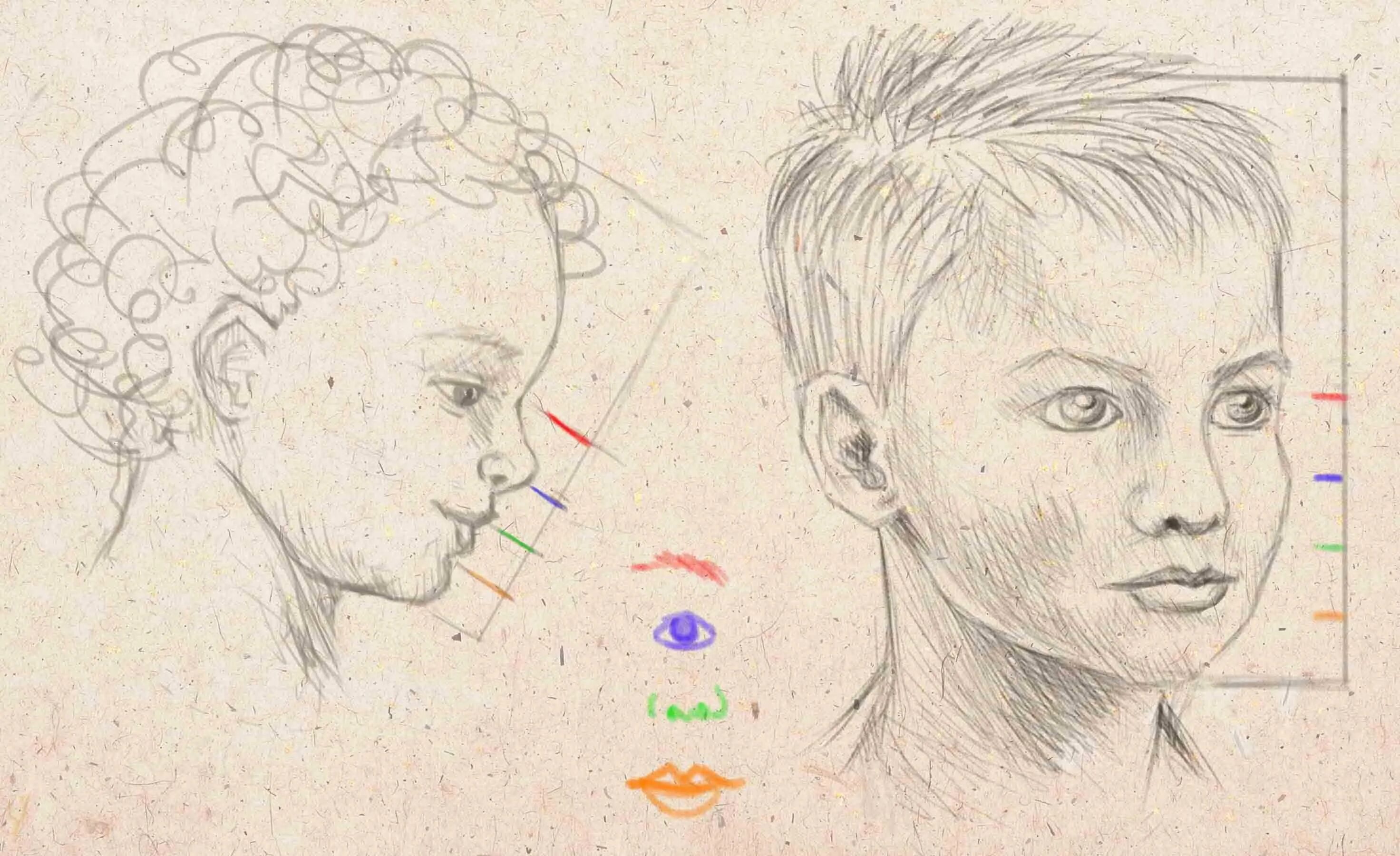 Рисование портрета. Лицо рисунок. Зарисовки лица карандашом. Лицо рисунок для детей.