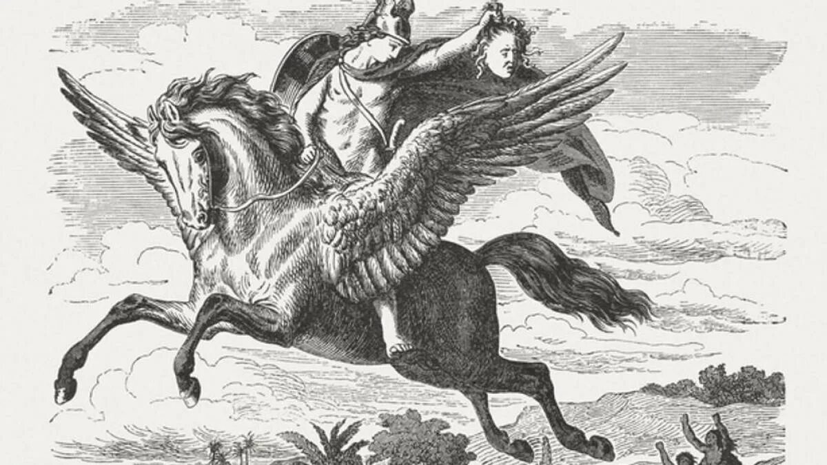 Кто является отцом пегаса. Пегас древняя Греция. "Персей и Пегас", 1888 г.. Пегас древнегреческая мифология. Конь гравюра.