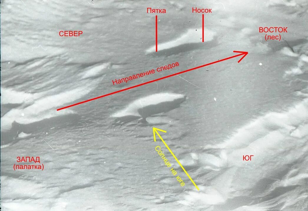 перевал дятлова следы