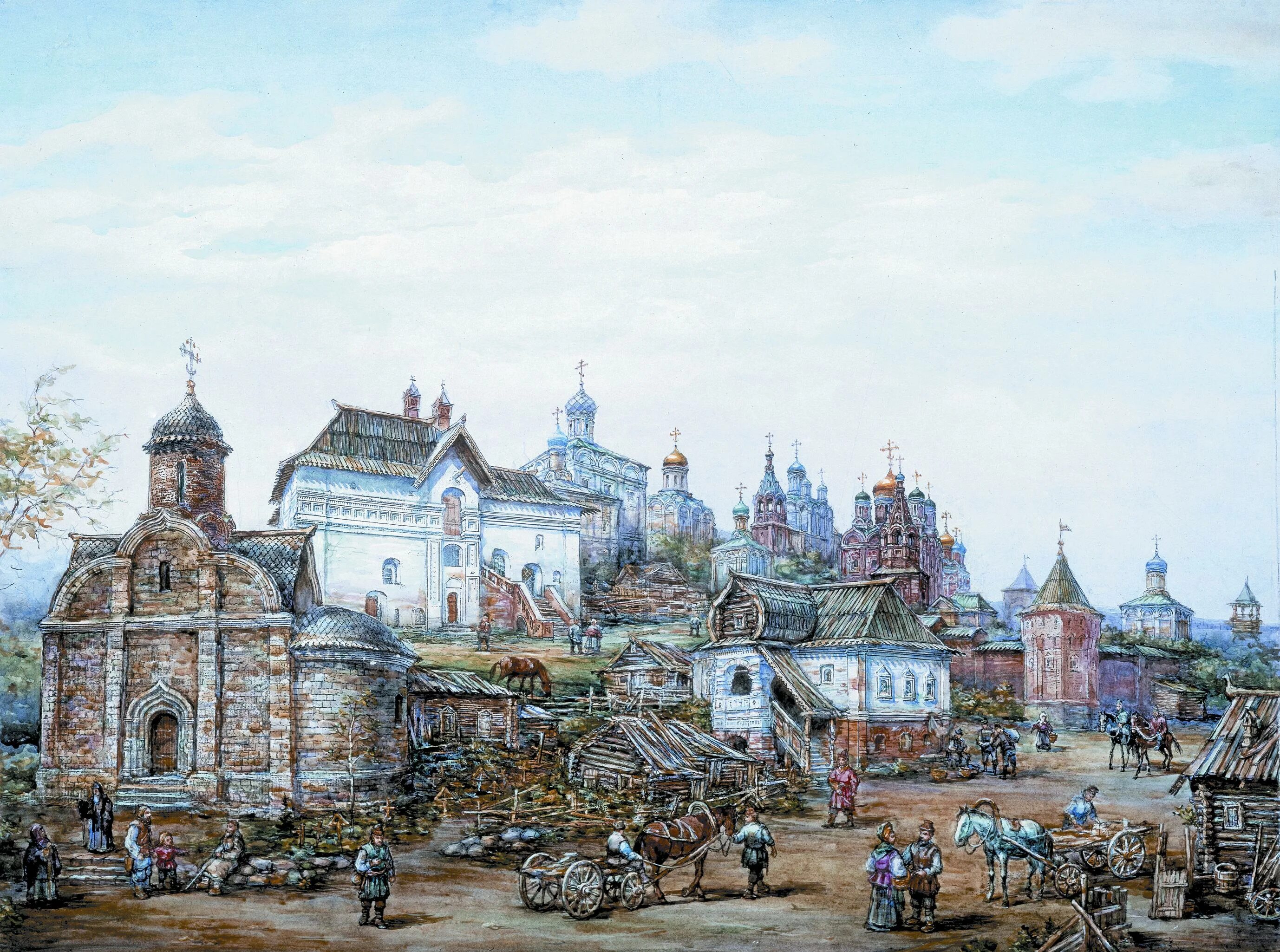 Картина 16. Васнецов Варварка. Пушечный двор в Москве 17 век. Старый английский двор в Москве в 16 веке. Старый английский двор Зарядье 16 век.