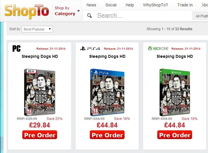 Shop category. Shopto live.