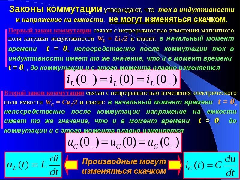 Напряжение изменяется по закону. Законы коммутации. Законы коммутации ТОЭ. Первый закон коммутации. Сформулируйте законы коммутации..