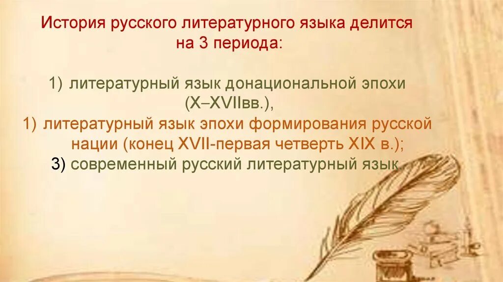 История русского литературного языка. Становление русского литературного языка. Происхождение русского литературного языка. Периоды развития русского литературного языка.