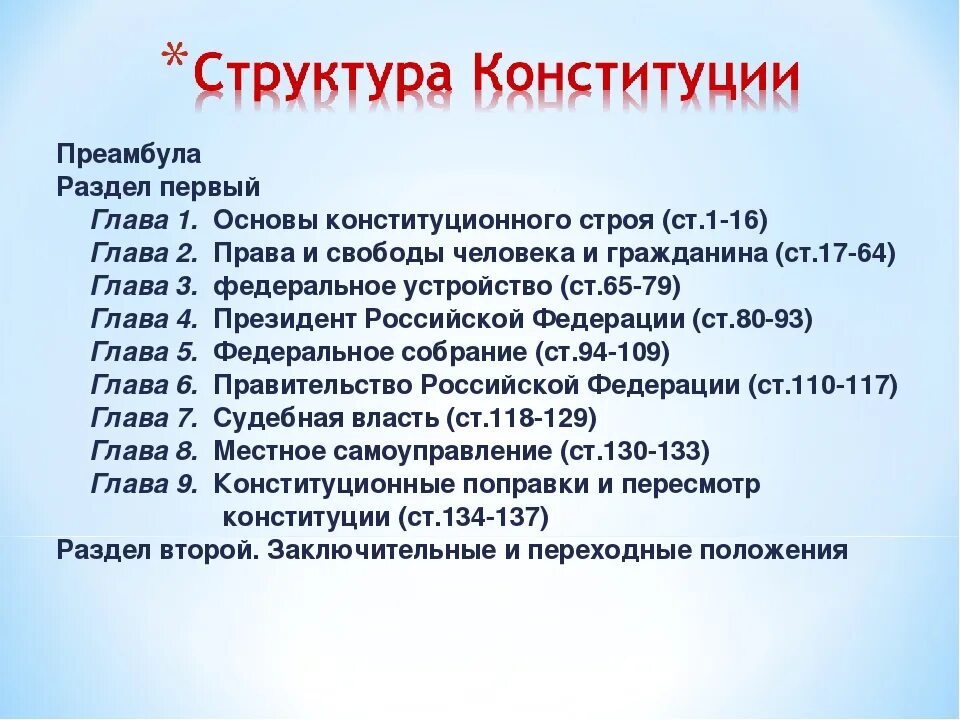 Глава 1 содержание конституции рф. Сколько статей в Конституции РФ. Конституция РФ сколько глав и статей и разделов. Структура Конституции РФ. Сколько сиатьтей в Конституции.