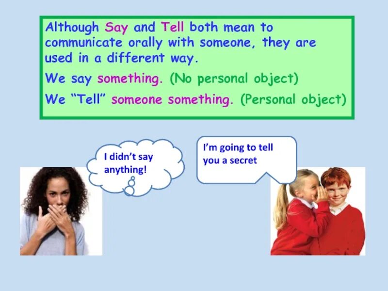 Choose tell or say. Say says правило. Правило say tell. Told and said различия. Say tell Rule.