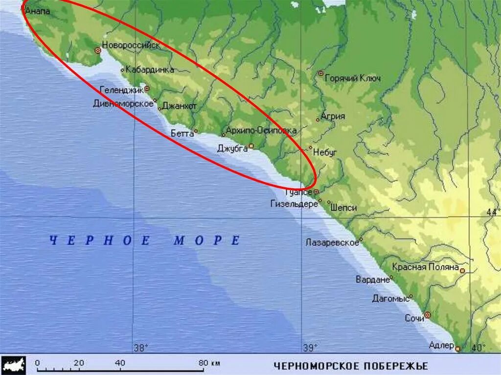 Карта россии побережье черного. Кавказское побережье черного моря карта. Черноморское побережье Кавказа карта. Карта черного моря Краснодарский край. Карта Сочи и Анапы на побережье черного моря.