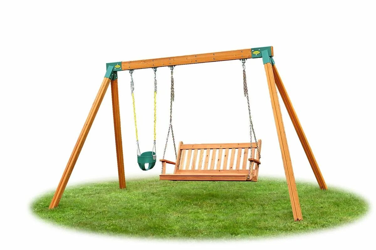 Озон интернет магазин качели. Каркас детских качель Swing Seat 200х100х63. Дети на качелях. Детские качели на площадке.