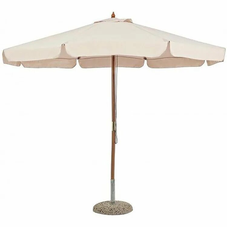 Купить пляжный зонт от солнца. Деревянный бежевый зонт "Римини", 2.5м. Деревянный бежевый зонт Римини. Зонт садовый на подставке 1х1м giardino Club d=3м h=2,5м.