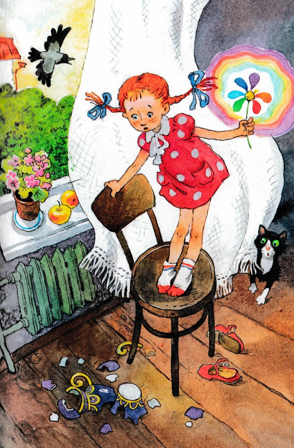 Девочка разбила. Ребенок с разбитой чашкой. Девочка разбила. Сказка цветик семицветик про что сказка. Рисунок девочка с разбитой тарелкой.