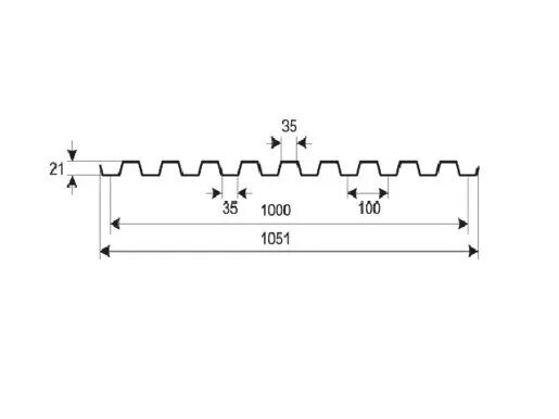 Рабочая ширина профнастила НС 21. НС 21 Размеры.