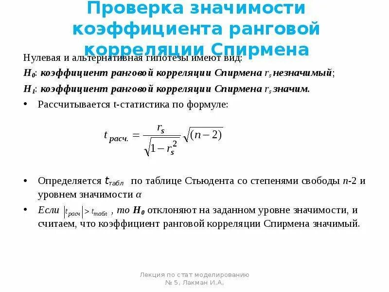 Проверить значимость коэффициента. Нулевая гипотеза коэффициента корреляции Спирмена. Проверка значимости коэффициента корреляции Спирмена. Проверка статистической значимости коэффициента корреляции. Проверить гипотезу о значимости коэффициента корреляции.