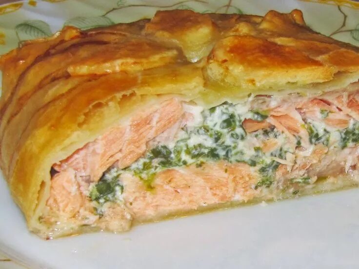 Простой и быстрый рыбный пирог с сёмгой Recette