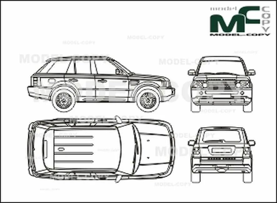Размер рендж ровер спорт. Range Rover Sport 2006 чертежи. Land Rover range Rover чертеж. Land Rover range Rover Sport чертеж. Range Rover Sport 2007 габариты.