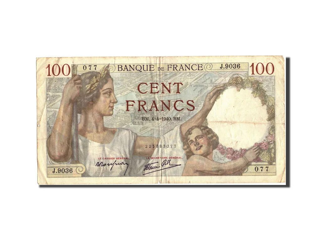 Французский франк к рублю. Франция 100 франков 1942 Декарт. Бумажные французские деньги. Французский Франк банкноты. Банкноты Франции 19 века.