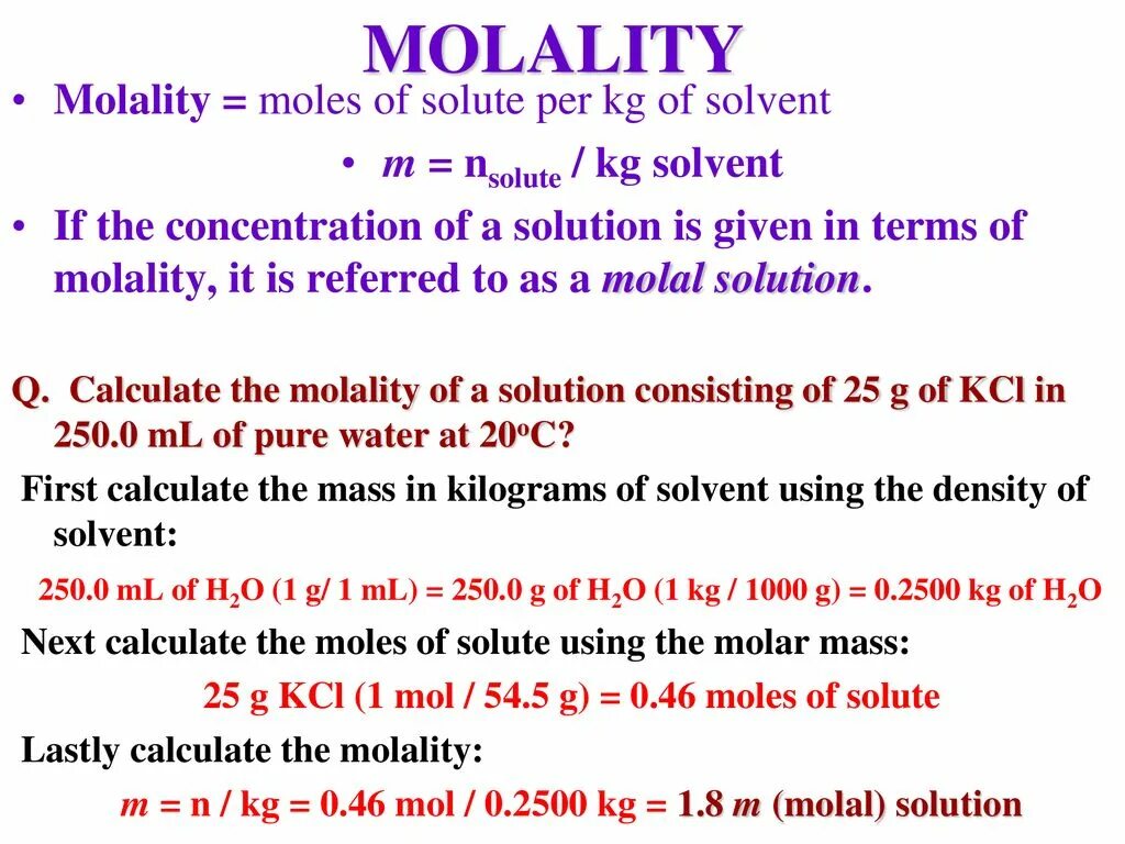 Given solution. Molality. Molality and Molarity. The normality of the solution. Molality sign.