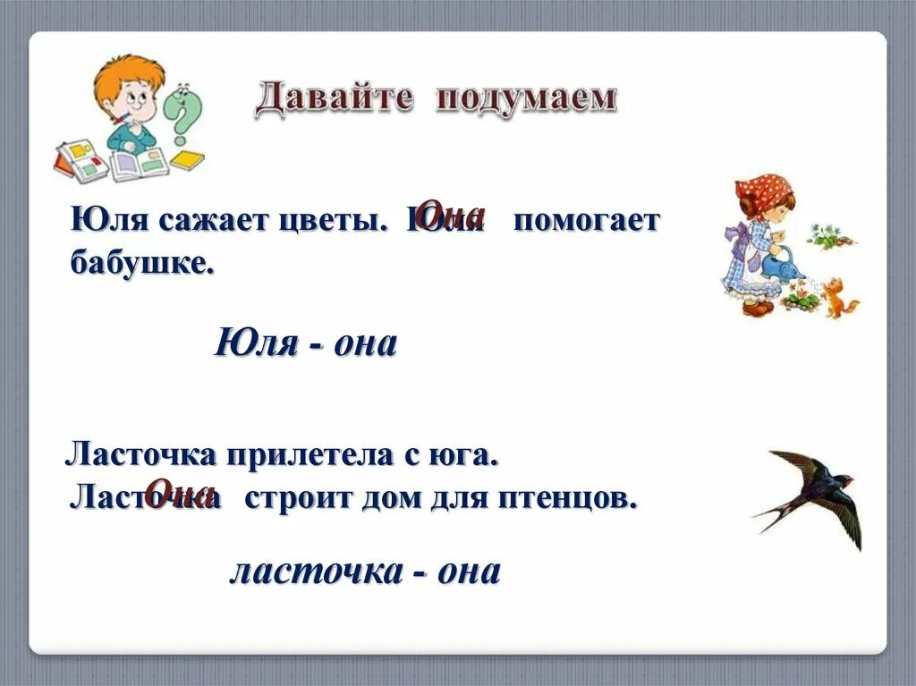 Югов презентация 3 класс. Школа 21 век 3 класс местоимение. местоимения у ласточек скоро появятся птенцы 2 класс. её юля. юля садит цветы.