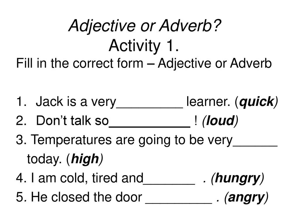 Adverbs task