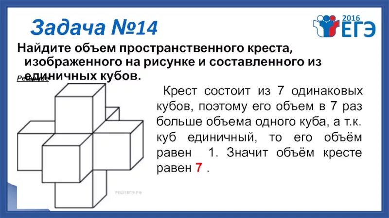 Объем пространственного креста изображенного на рисунке