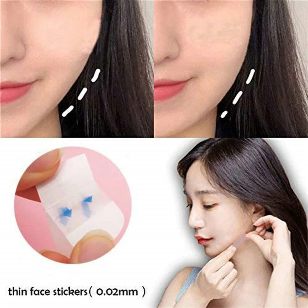 V-shapedthin face Stickers/лента для подтяжки лица. Подтягивающие наклейки для лица. Скотч для лифтинга лица. Пластырь для подтяжки лица. Наклейка подтяжки