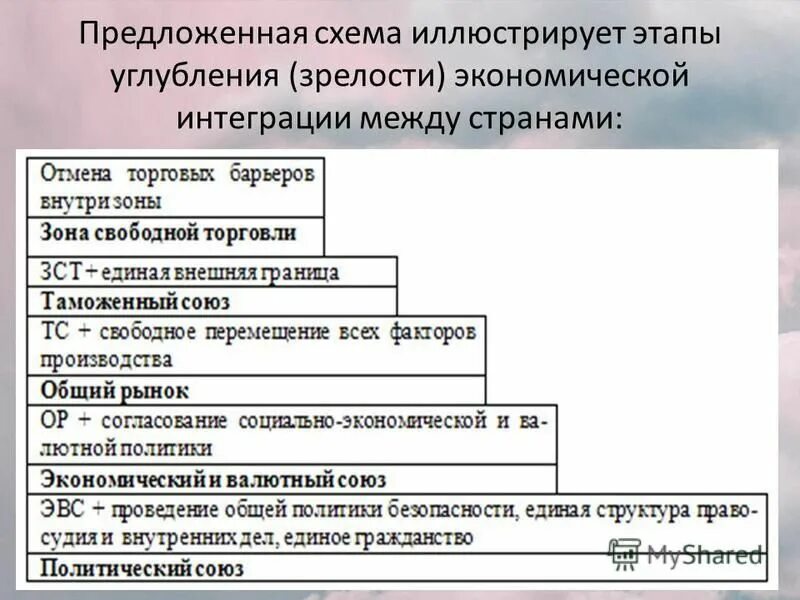 Этапы развития экономической интеграции. Этапы развития экономической интеграции