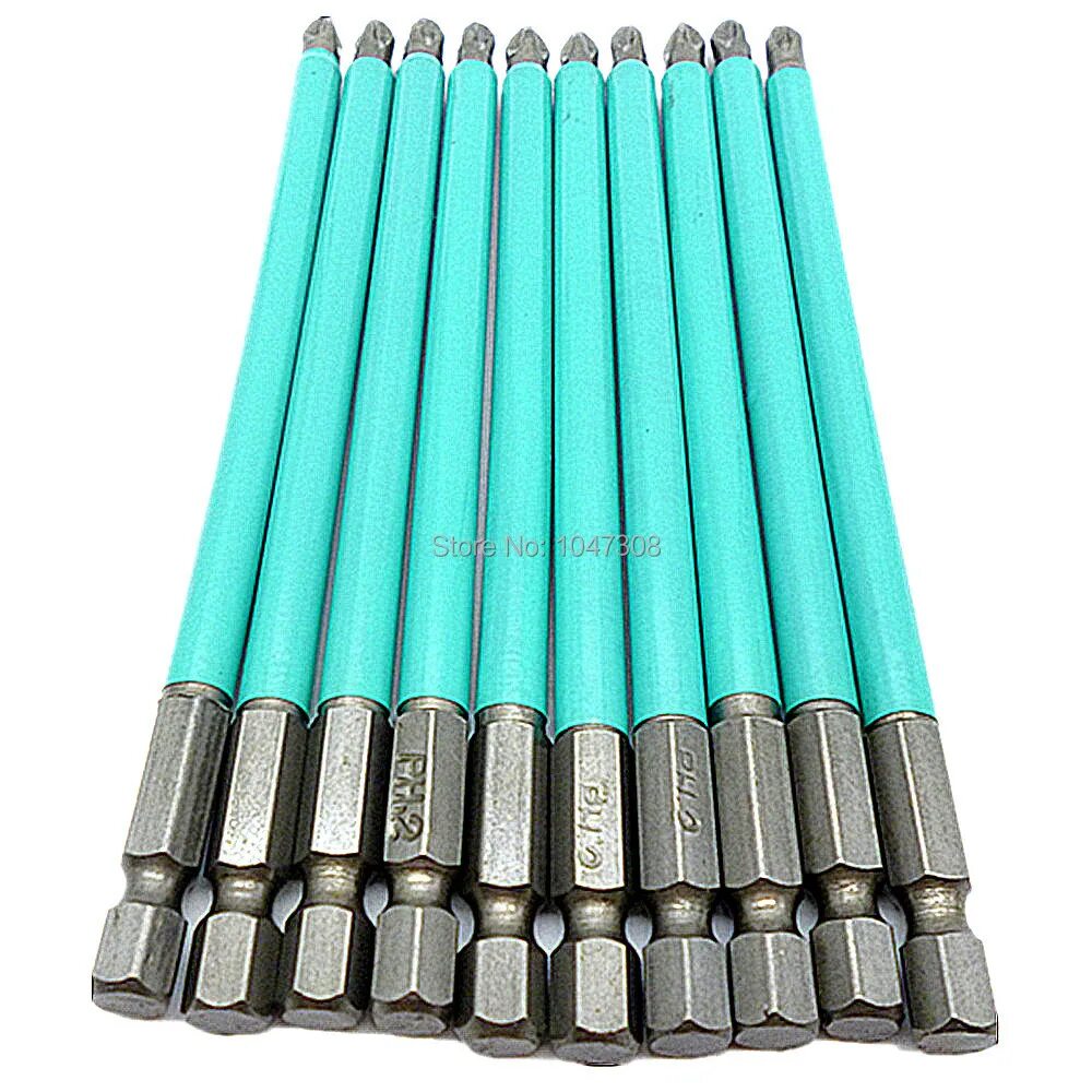 Optimum line биты, ph2, 100 мм, тип хвостовика e 1/4", 10 шт в блистере, kraftool. Тонкие длинные биты для шуруповерта. 4мм. Бита отвертки шестигранная 100мм. Ph2 бита длинная пол головку.