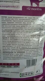 Monge корм для кошек состав корма