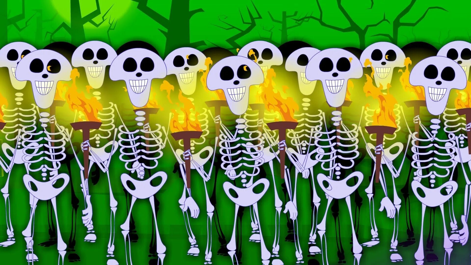 Песни скелета монстер. Хеллоуинский марш. Super simple Song Хэллоуин скелет. Five little Skeletons. Детские баннеры Хэллоуин.