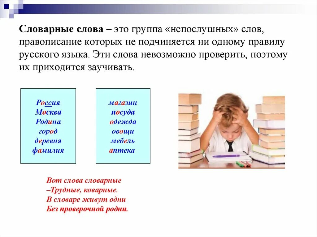 Глагол страдать. Непослушные слова. Методы запоминания словарных слов. Словарное слово воскресенье. Основные этапы работы со словарным словом.