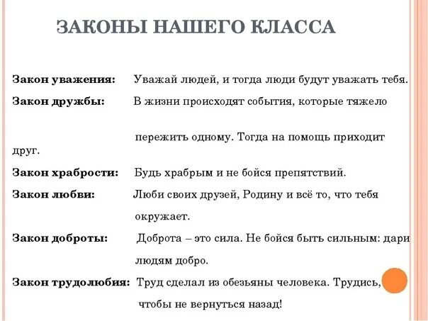 Какие новые законы придумать. Законы класса. Законы жизни класса. Законы школьной жизни. Законы класса для классного уголка.