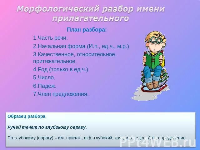 Морфологический разбор прилагательного начальную. Морфологический разбор прилагательного. разбор прилагательного как часть речи. разбор части речи прилагательного. порядок разбора имени прилагательного.