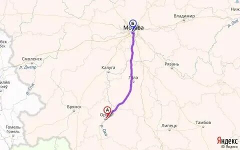 Расстояние москва орел в км на машине